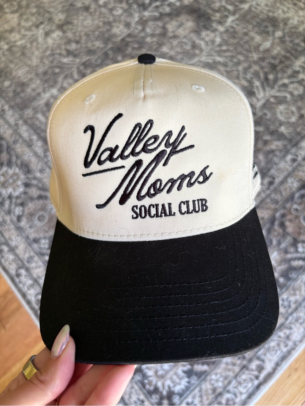 Valley Moms Social Club Two-Tone Baseball Cap - Black & Cream
